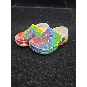 Crocs Classic Baya Tie Dye Sandals Rainbow Children Sz C 8 Slip On Shoes 207017